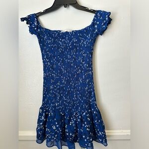 Zara Blue Floral Off the Shoulder Minidress Size XS